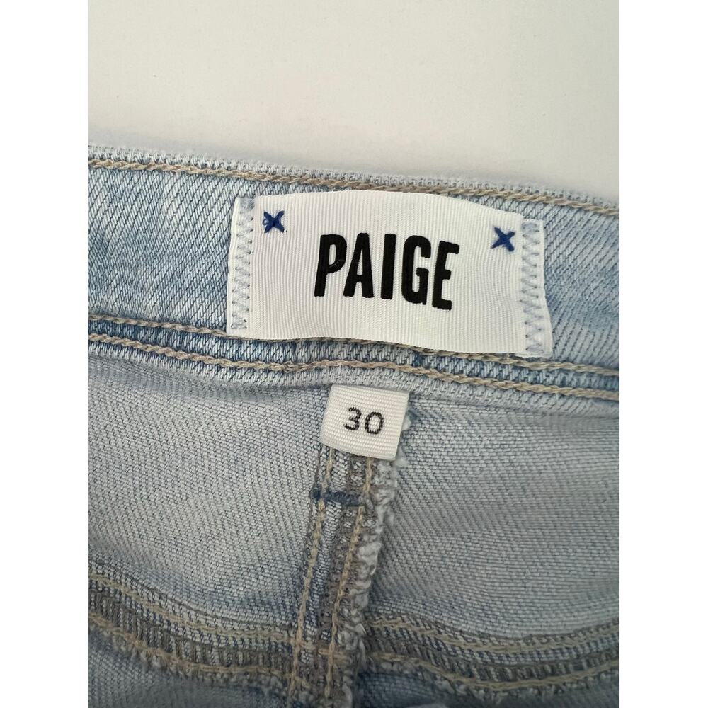 Paige Cindy Crop Straight Leg Jeans Light Wash High Rise Denim Women's 30 FLAW - Picture 3 of 16